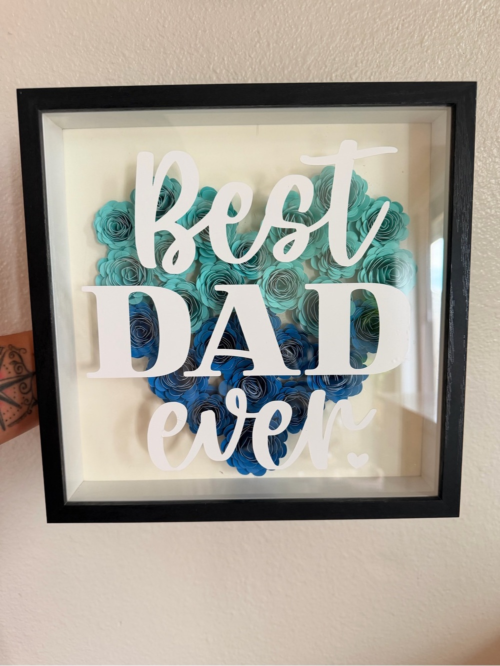 Best Dad Ever Framed Paper Flower Shadow Box